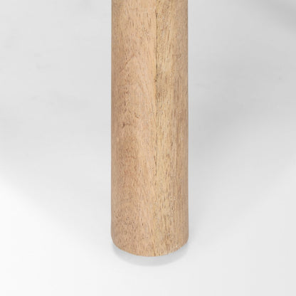 Shaiden Brown Wood Cream Fabric Stool