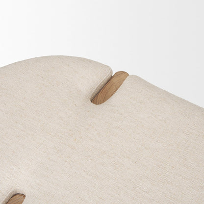 Light Brown Elm Wood Oatmeal Fabric Bench