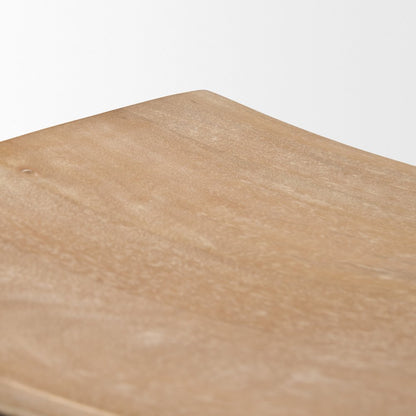 Light Brown Wood Black Metal Counter Stool
