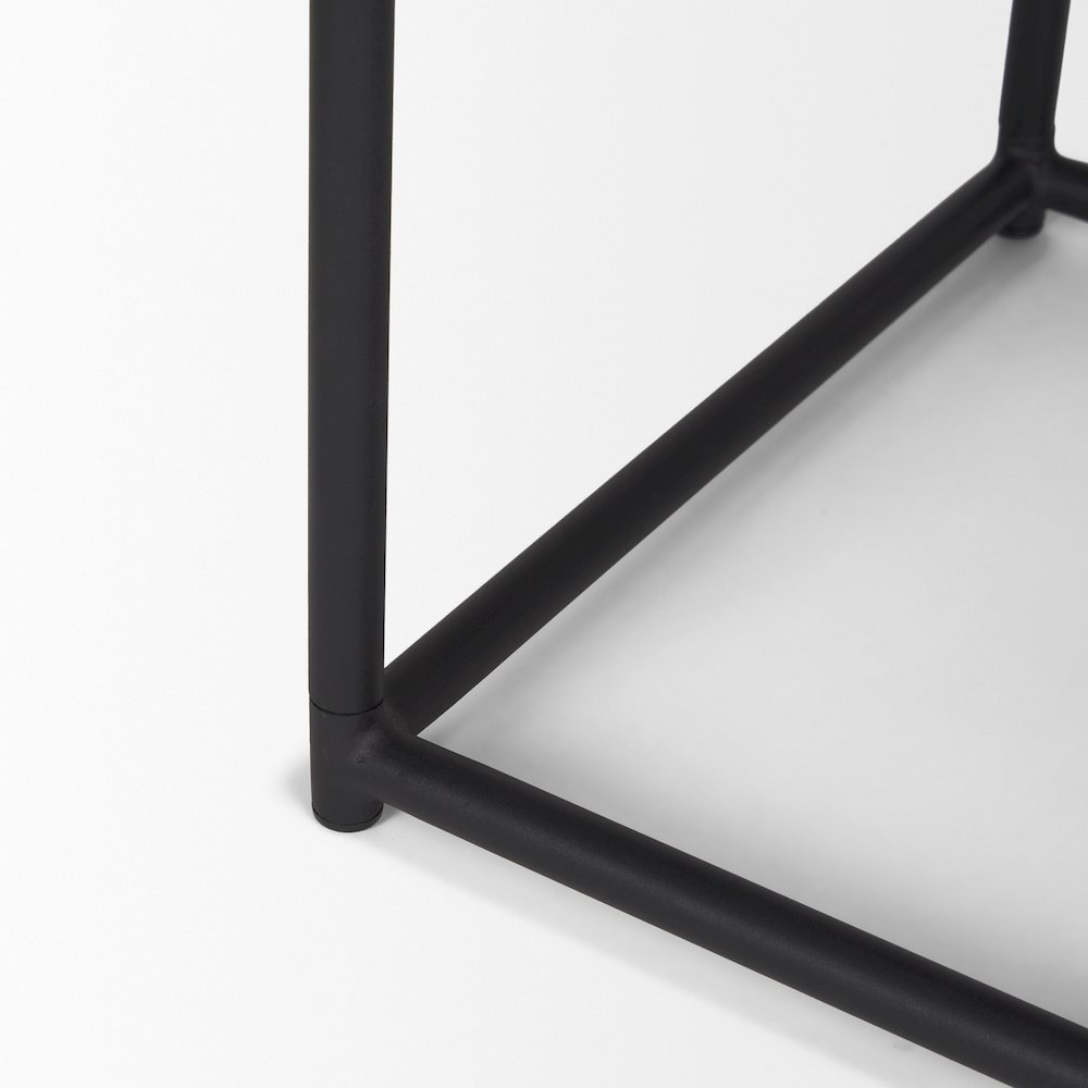 Taniel Brown Leather Black Metal Stool