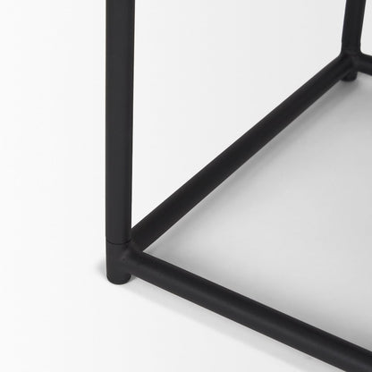 Taniel Brown Leather Black Metal Stool