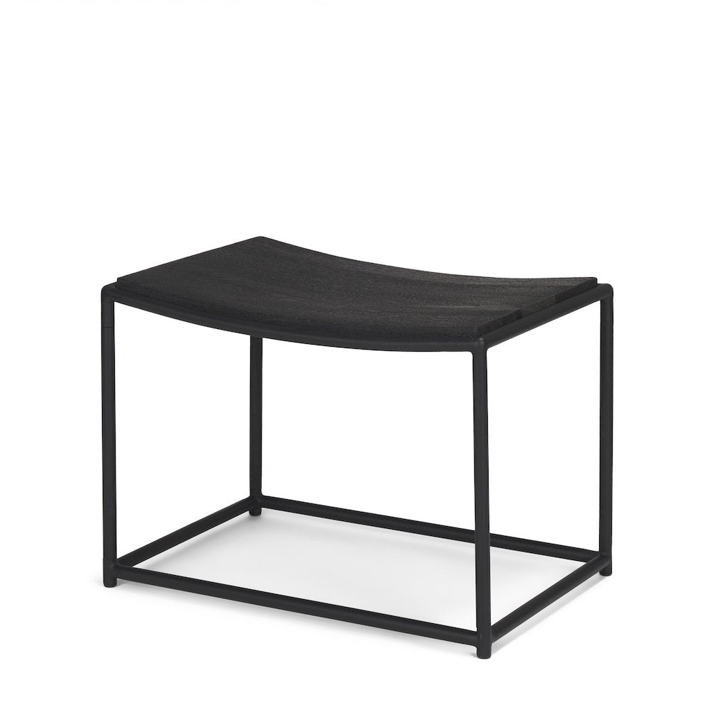 Taniel Textured Black Wood Black Metal Stool
