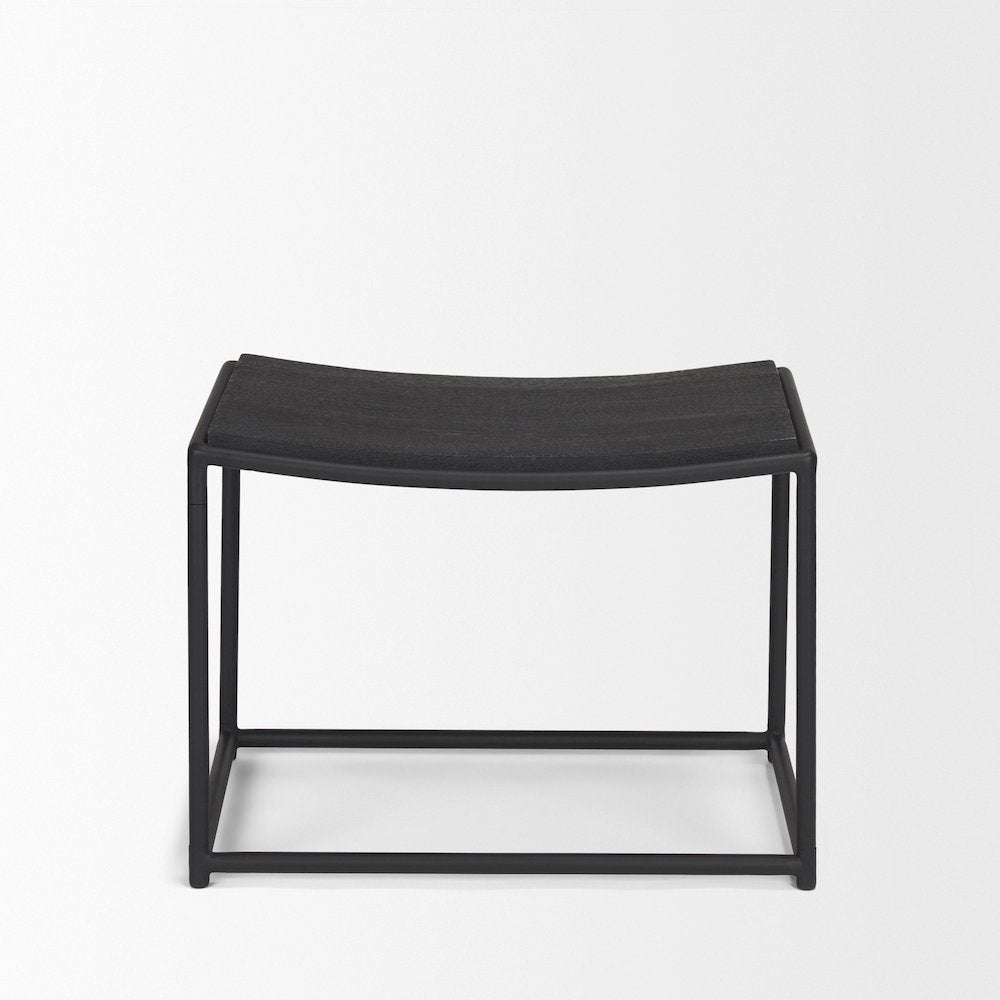 Taniel Textured Black Wood Black Metal Stool
