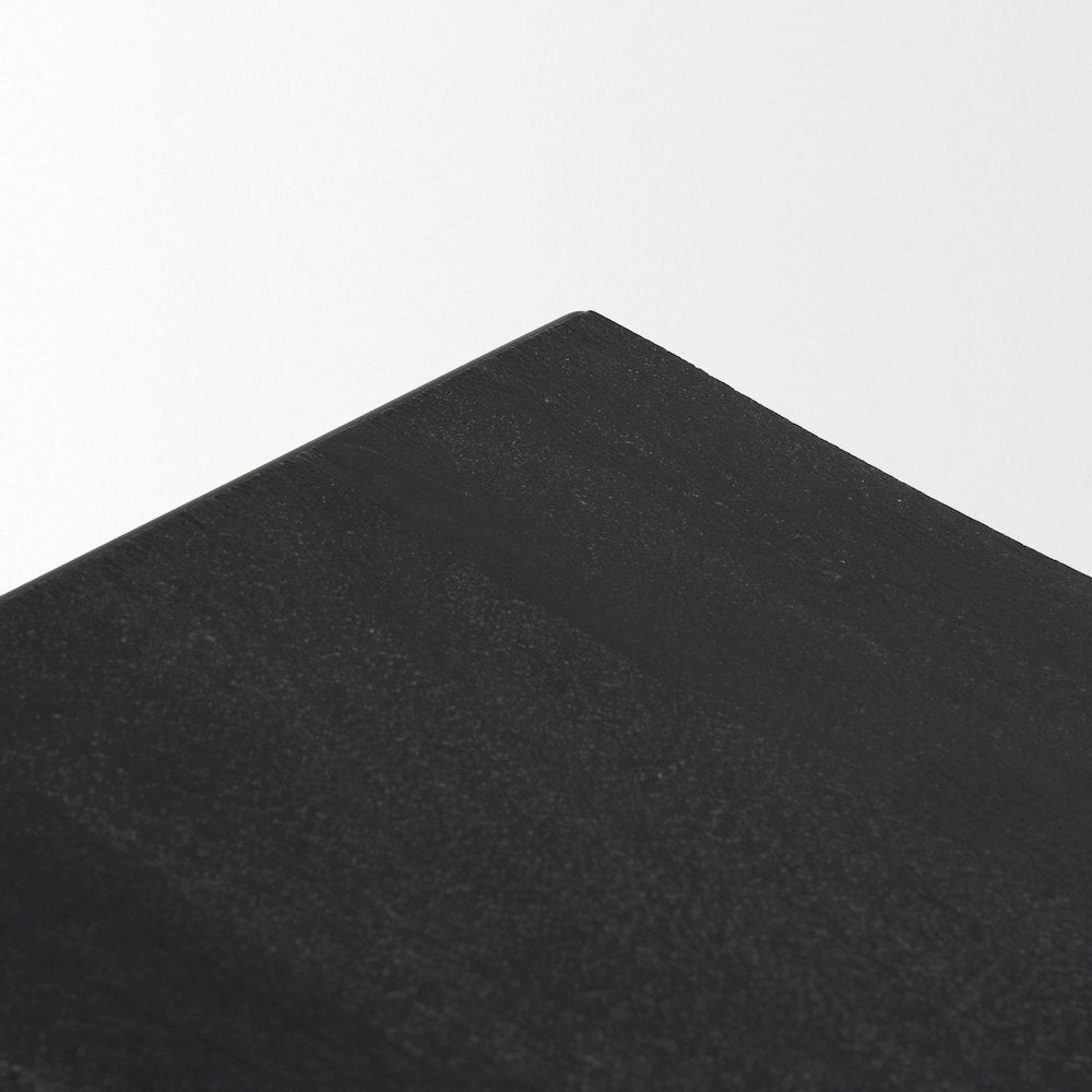 Taniel Textured Black Wood Black Metal Stool
