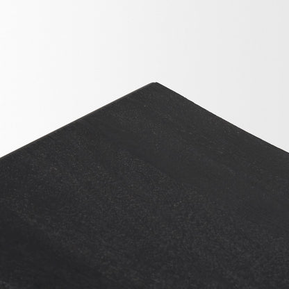 Taniel Textured Black Wood Black Metal Stool