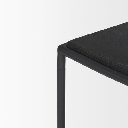 Taniel Textured Black Wood Black Metal Stool