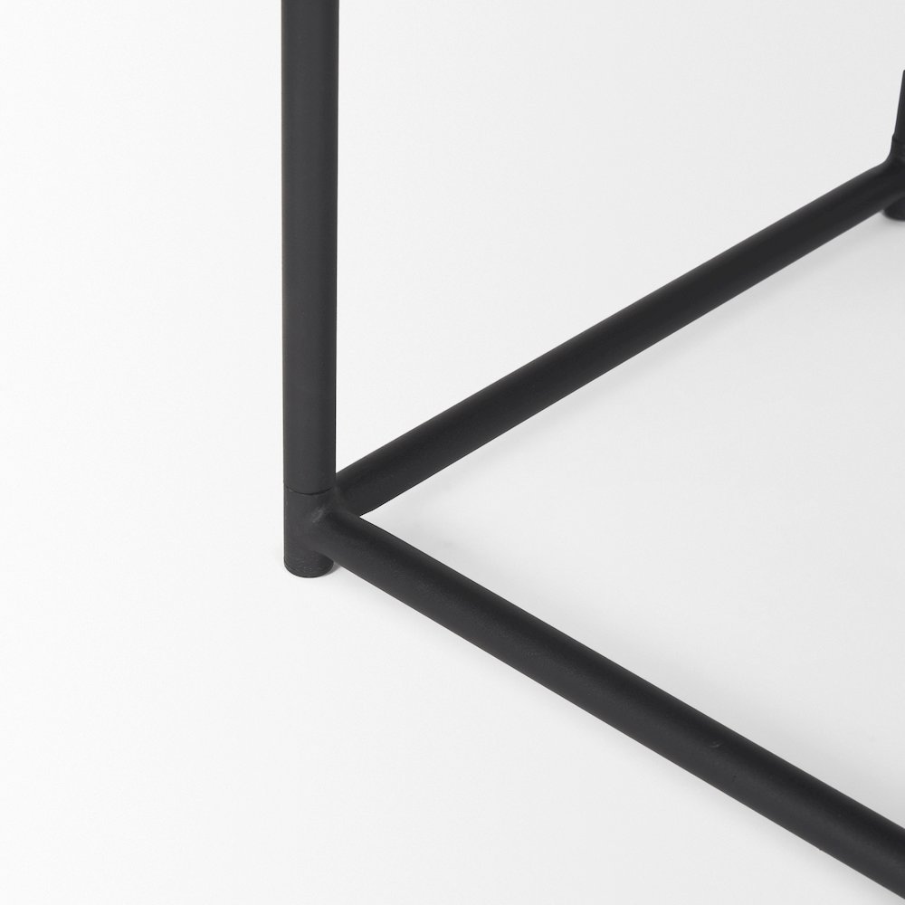 Taniel Textured Black Wood Black Metal Stool