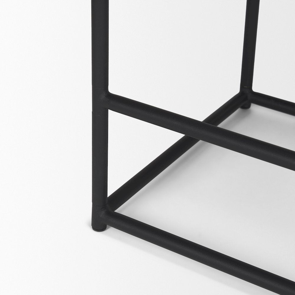 Textured Black Wood Black Metal Counter Stool