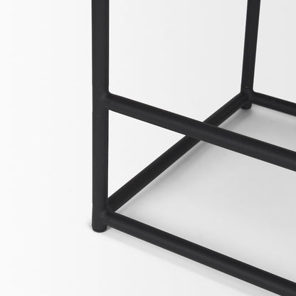 Textured Black Wood Black Metal Counter Stool