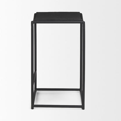 Textured Black Wood Black Metal Counter Stool