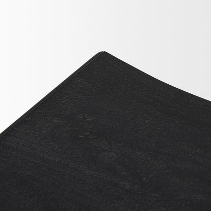 Textured Black Wood Black Metal Counter Stool