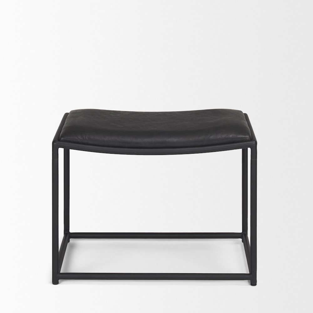 Taniel Black Leather Black Metal Stool