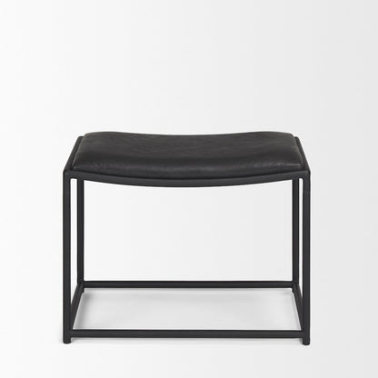 Taniel Black Leather Black Metal Stool
