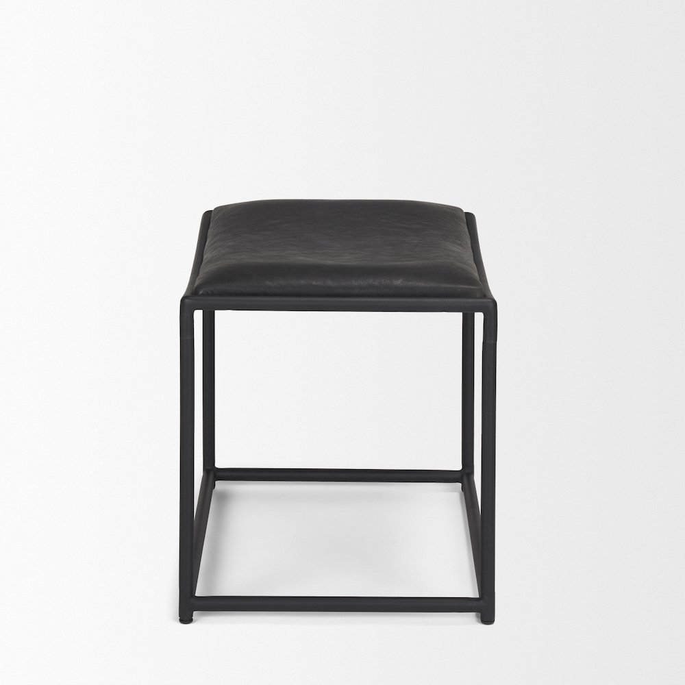 Taniel Black Leather Black Metal Stool