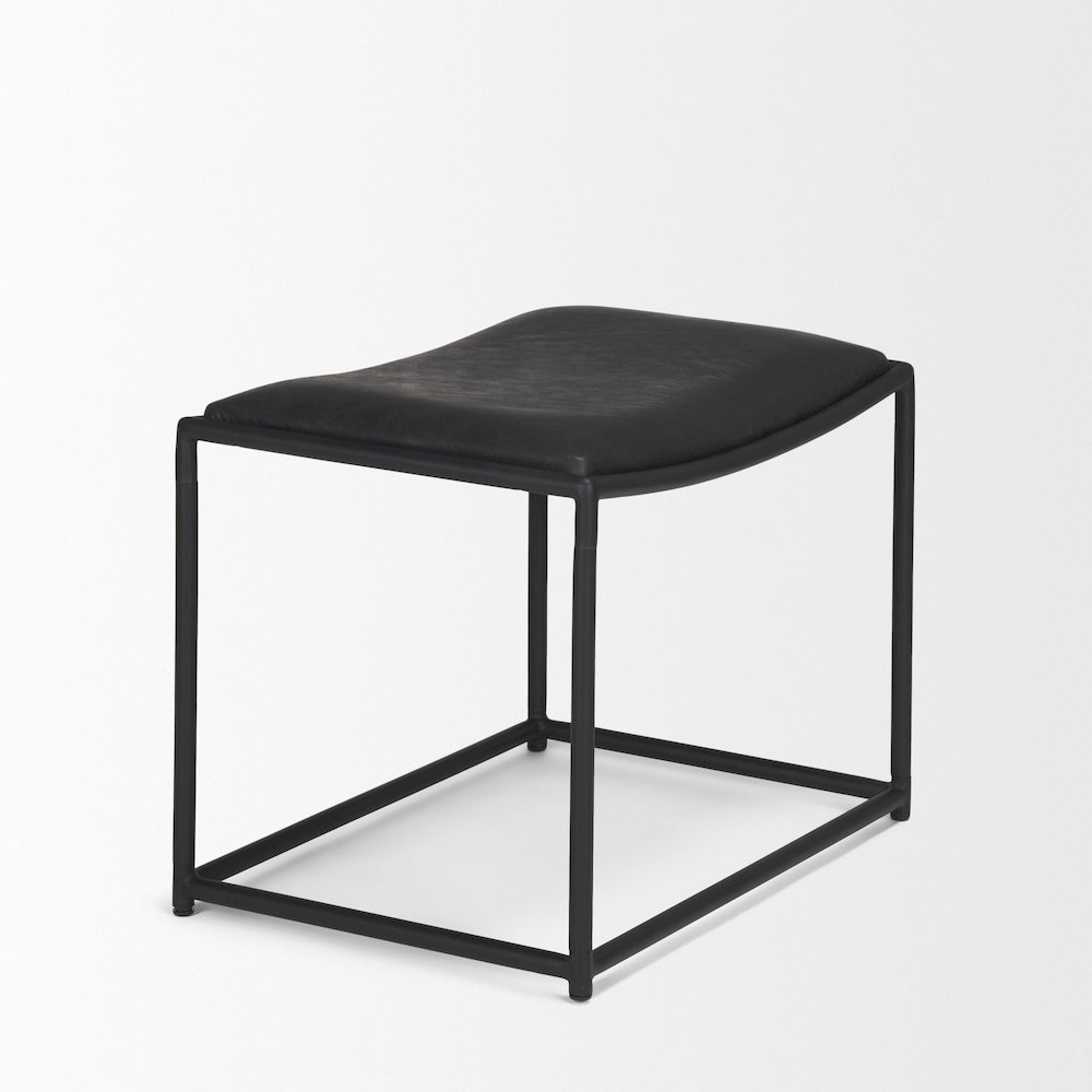 Taniel Black Leather Black Metal Stool