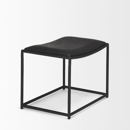 Taniel Black Leather Black Metal Stool
