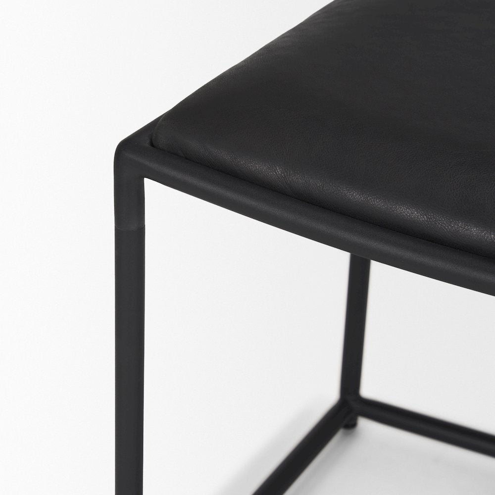 Taniel Black Leather Black Metal Stool