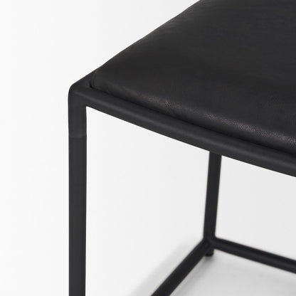 Taniel Black Leather Black Metal Stool
