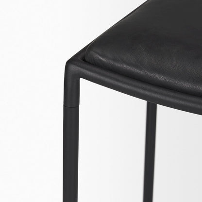 Black Leather Black Metal Counter Stool