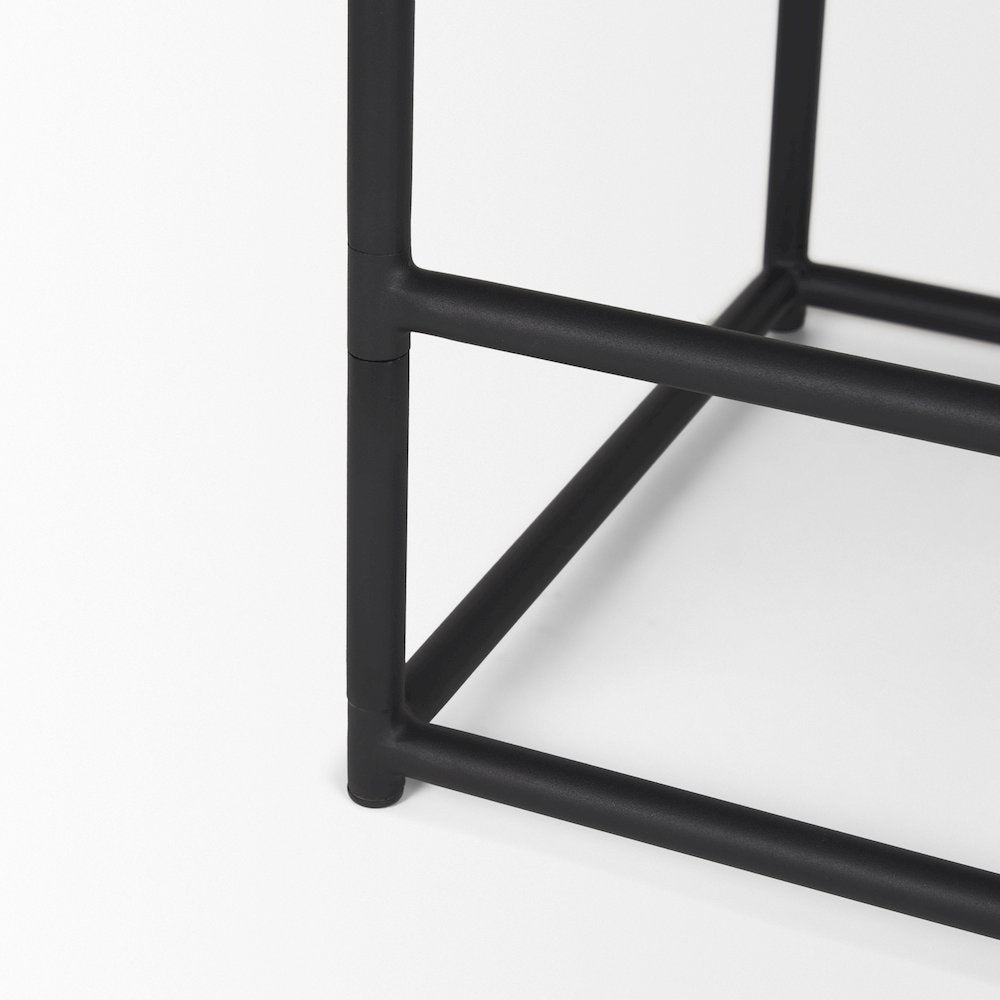Black Leather Black Metal Counter Stool