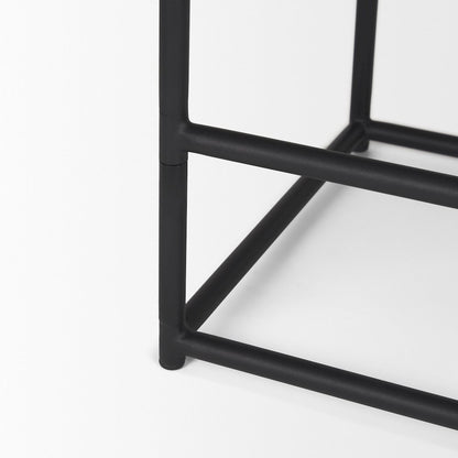 Black Leather Black Metal Counter Stool