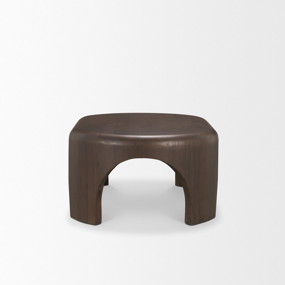 Oval Dark Brown Wood Arched Legs Coffee Table