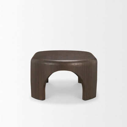 Oval Dark Brown Wood Arched Legs Coffee Table