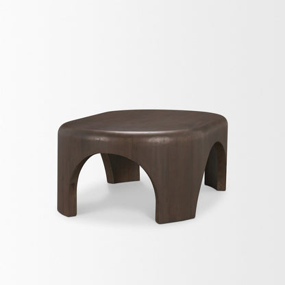 Oval Dark Brown Wood Arched Legs Coffee Table