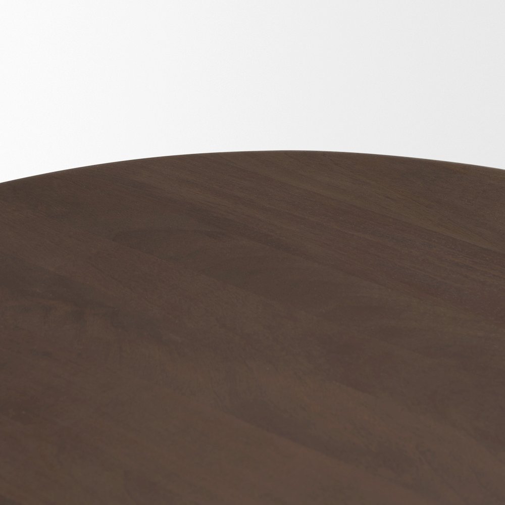 Oval Dark Brown Wood Arched Legs Coffee Table