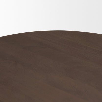 Oval Dark Brown Wood Arched Legs Coffee Table