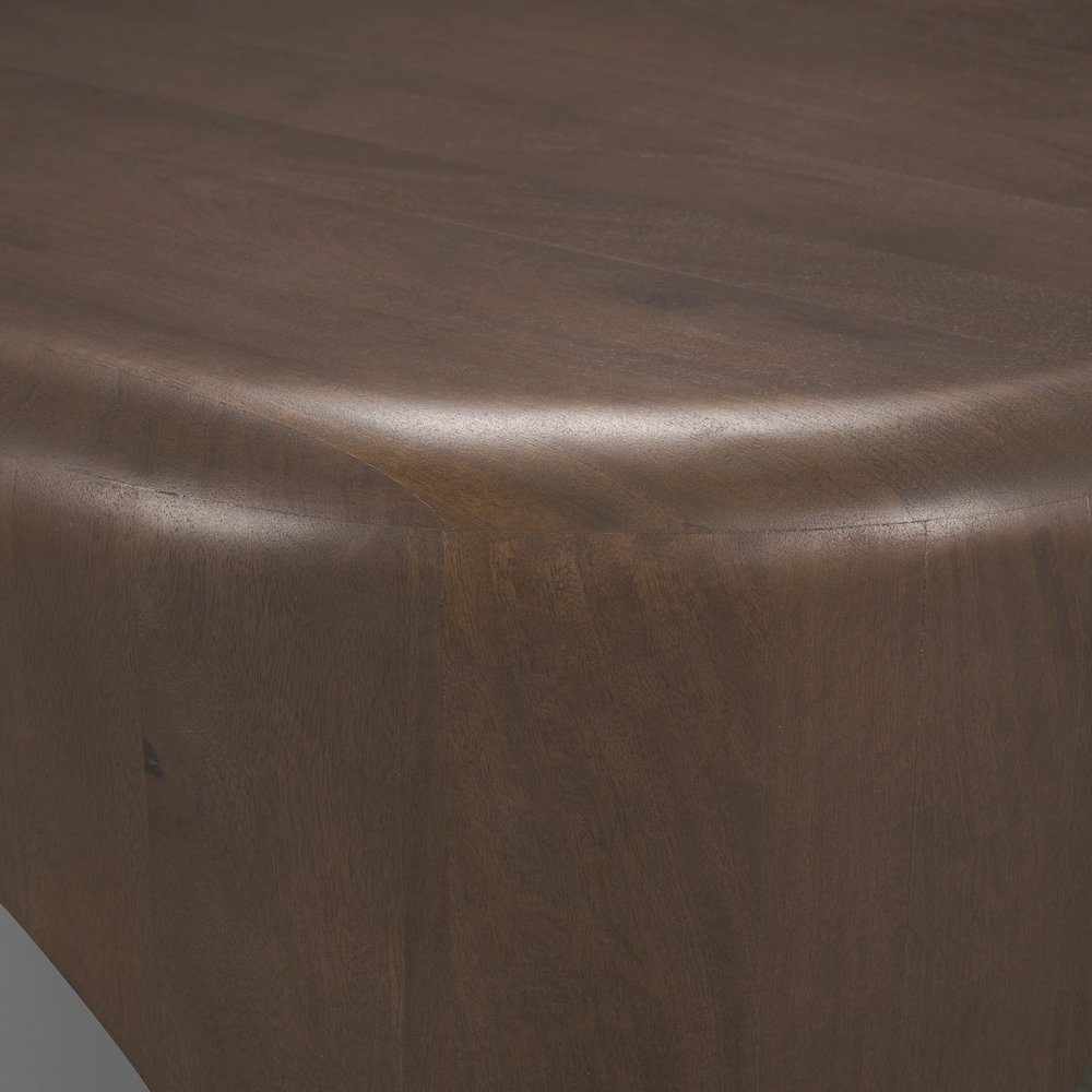 Oval Dark Brown Wood Arched Legs Coffee Table