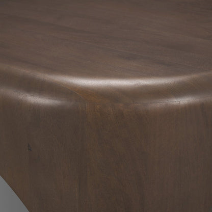 Oval Dark Brown Wood Arched Legs Coffee Table