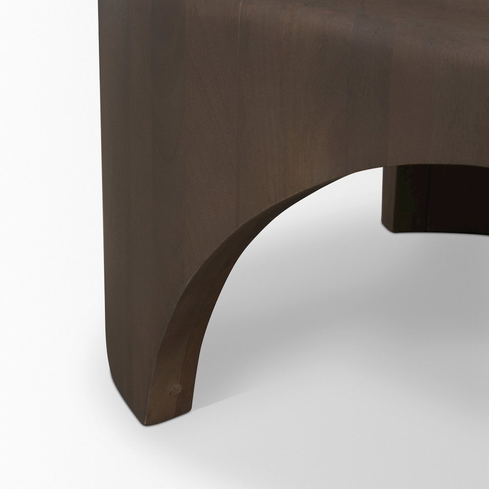 Oval Dark Brown Wood Arched Legs Coffee Table