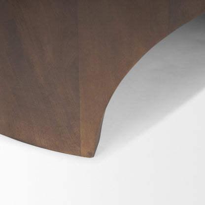 Round Dark Brown Woodarched Legs Coffee Table