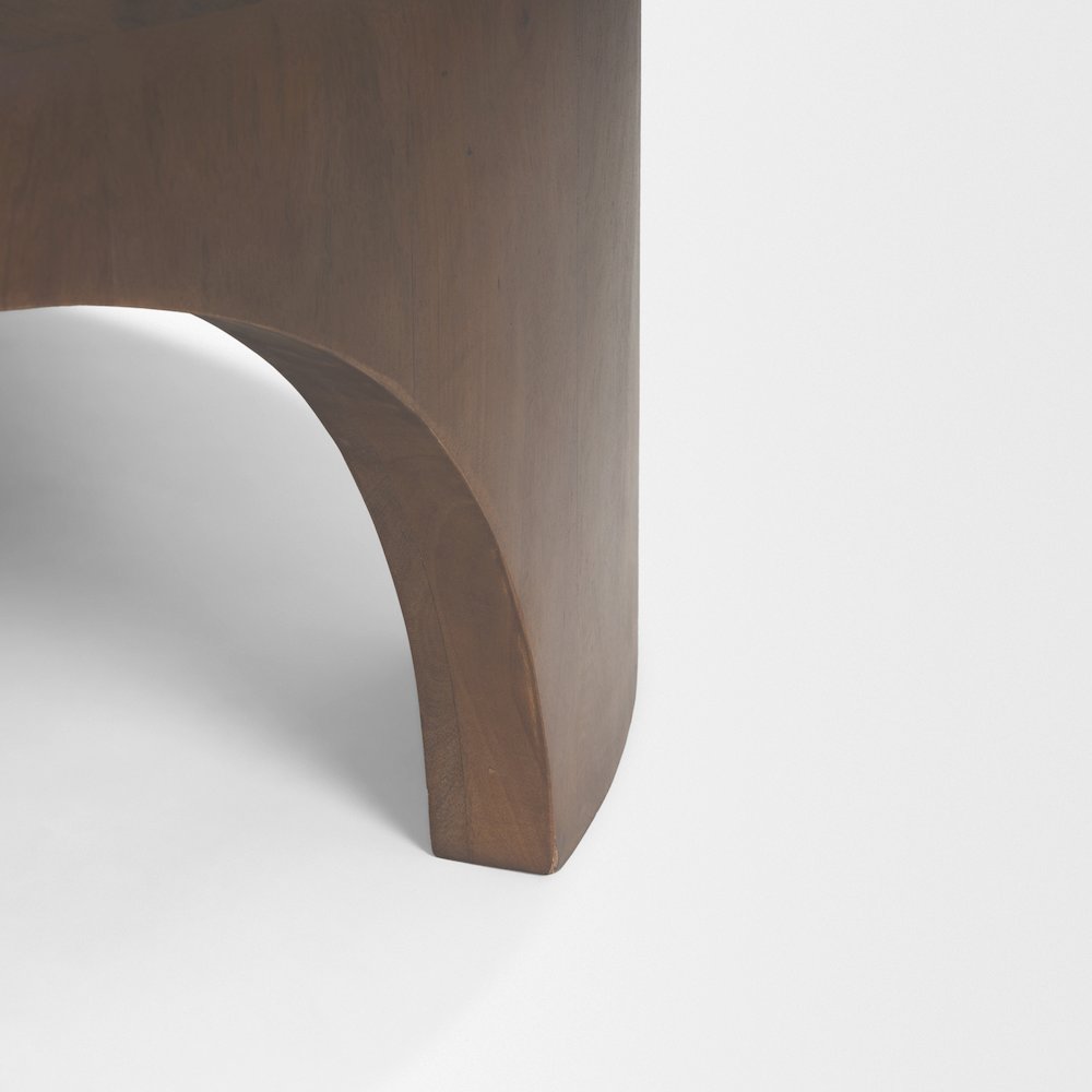 Round Dark Brown Woodarched Legs Coffee Table