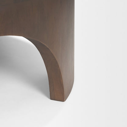 Round Dark Brown Woodarched Legs Coffee Table