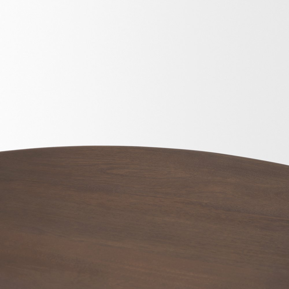 Round Dark Brown Woodarched Legs Coffee Table