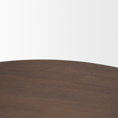Round Dark Brown Woodarched Legs Coffee Table
