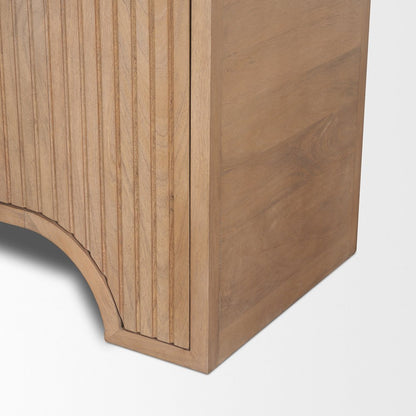 Reverse Fluted Light Brown Wood Curio Cabinet