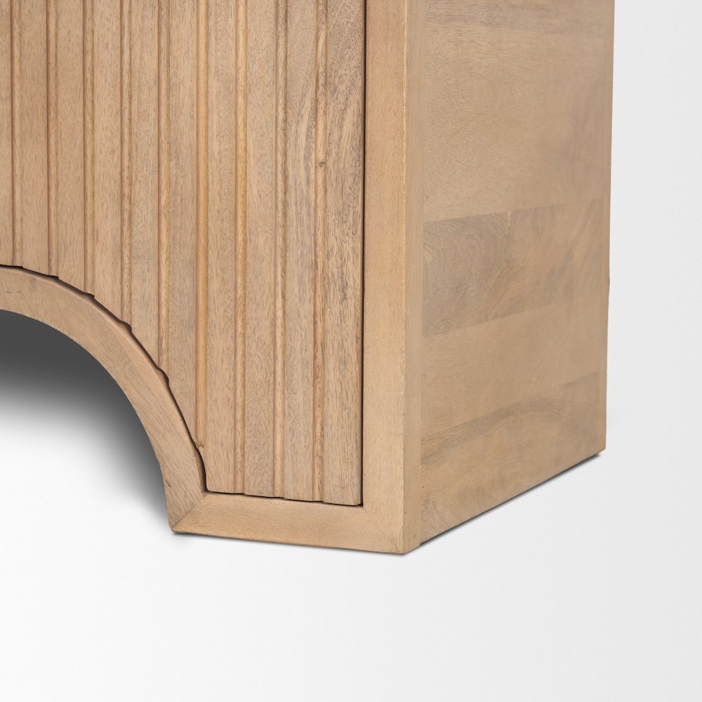 Reverse Fluted Light Brown Wood Accent Cabinet