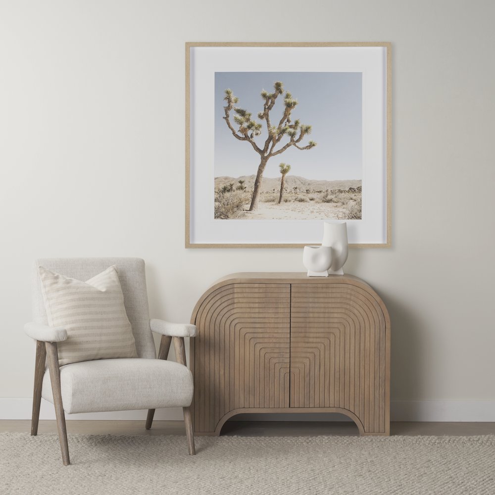 Reverse Fluted Light Brown Wood Accent Cabinet