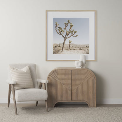 Reverse Fluted Light Brown Wood Accent Cabinet