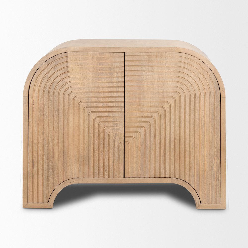 Reverse Fluted Light Brown Wood Accent Cabinet