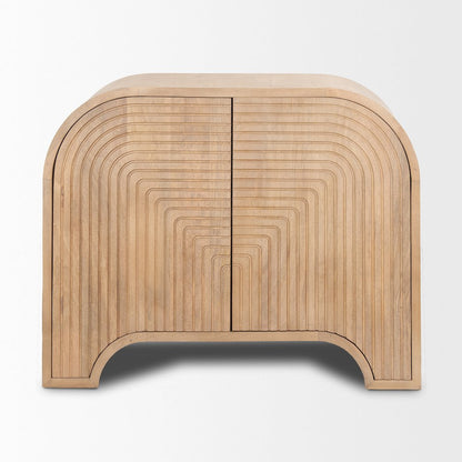 Reverse Fluted Light Brown Wood Accent Cabinet