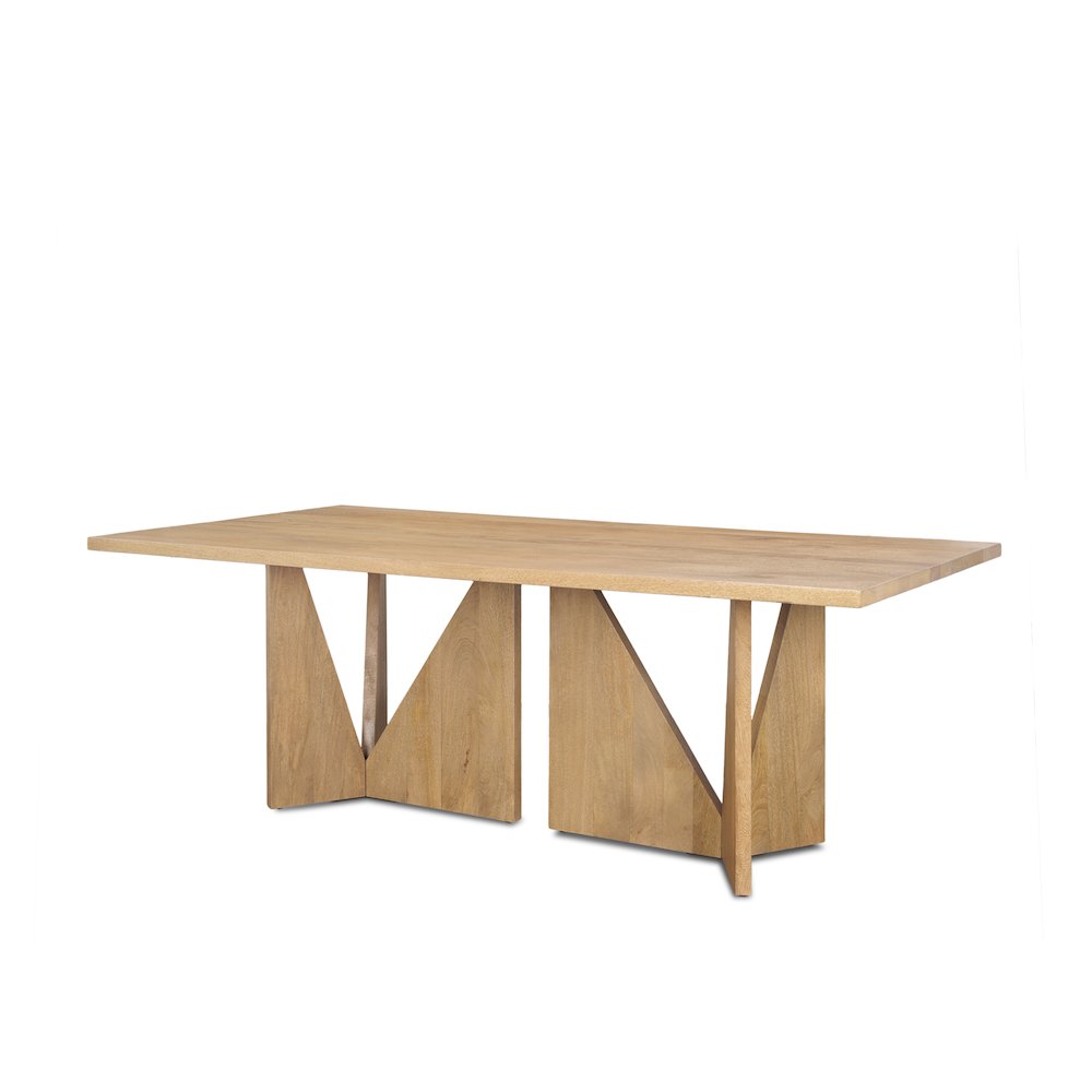 Tarro 84" Rectangular Light Brown Wood Geometrical Base Dining Table