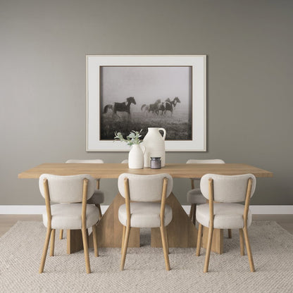Tarro 84" Rectangular Light Brown Wood Geometrical Base Dining Table