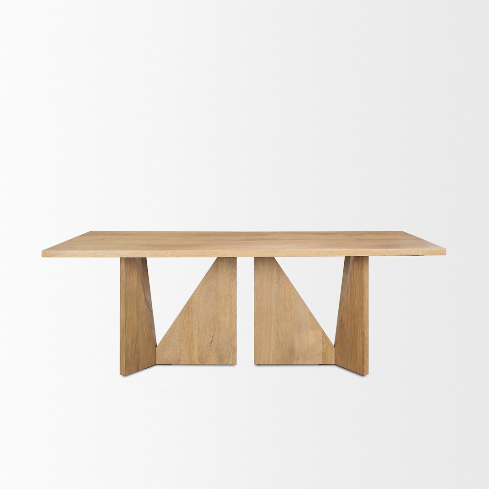 Tarro 84" Rectangular Light Brown Wood Geometrical Base Dining Table
