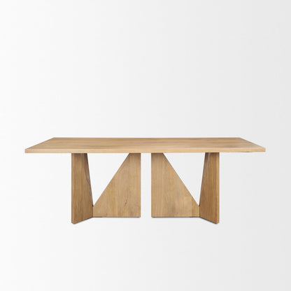 Tarro 84" Rectangular Light Brown Wood Geometrical Base Dining Table