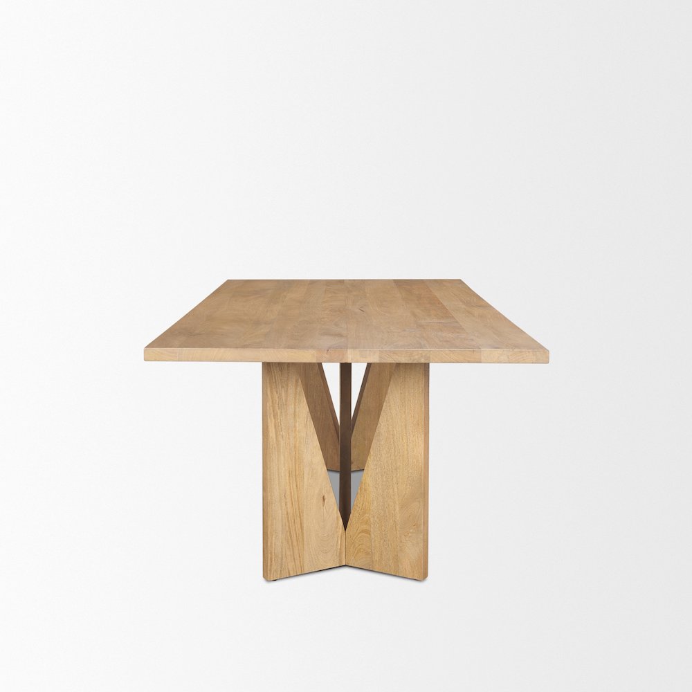 Tarro 84" Rectangular Light Brown Wood Geometrical Base Dining Table