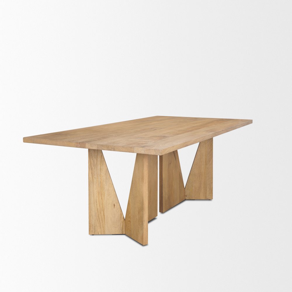 Tarro 84" Rectangular Light Brown Wood Geometrical Base Dining Table